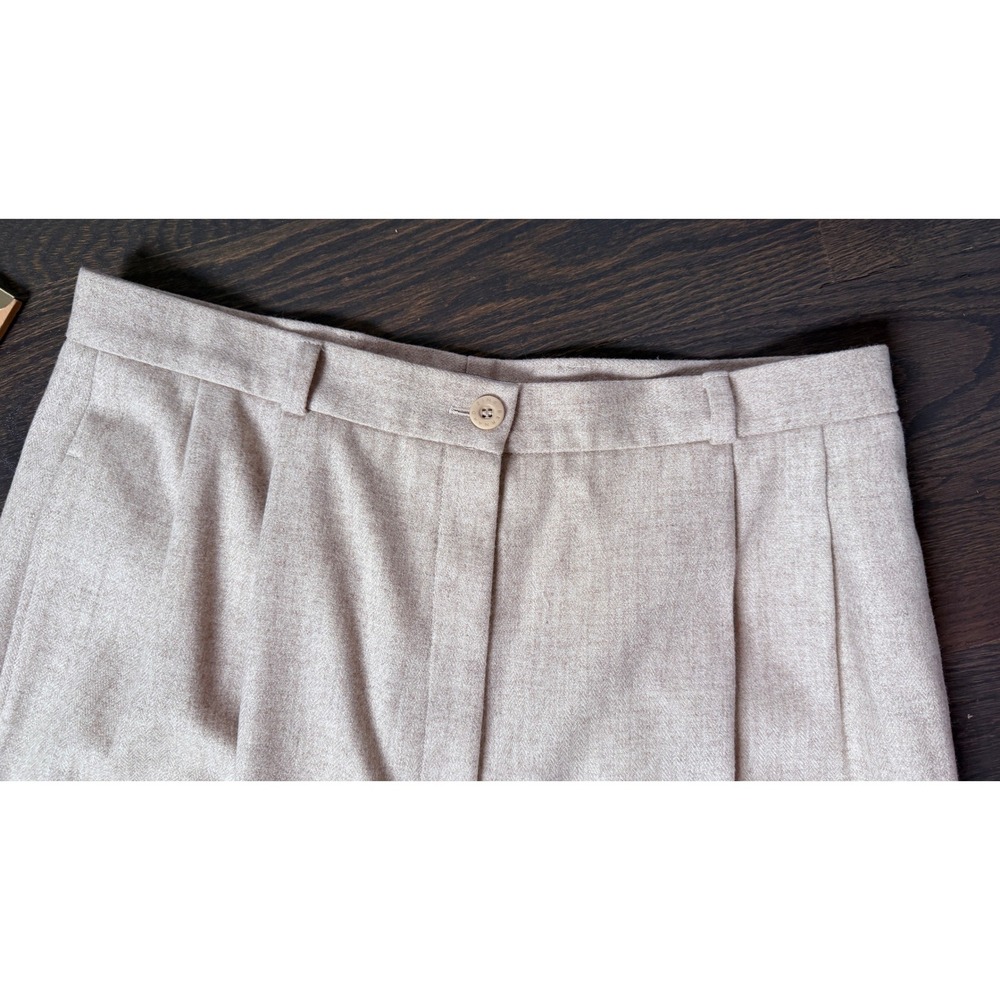 Bernard Zins Saks Fifth Avenue 100% Wool Pleated Pants Made in France Beige 12 - Picture 3 of 9